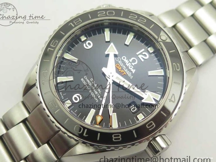 0312 Chic Planet Ocean 600M Co-Axial GMT 43.5mm VSF 1:1 Best Edition Black Dial Silver Markers on SS Bracelet A8605 Super Clone 8025